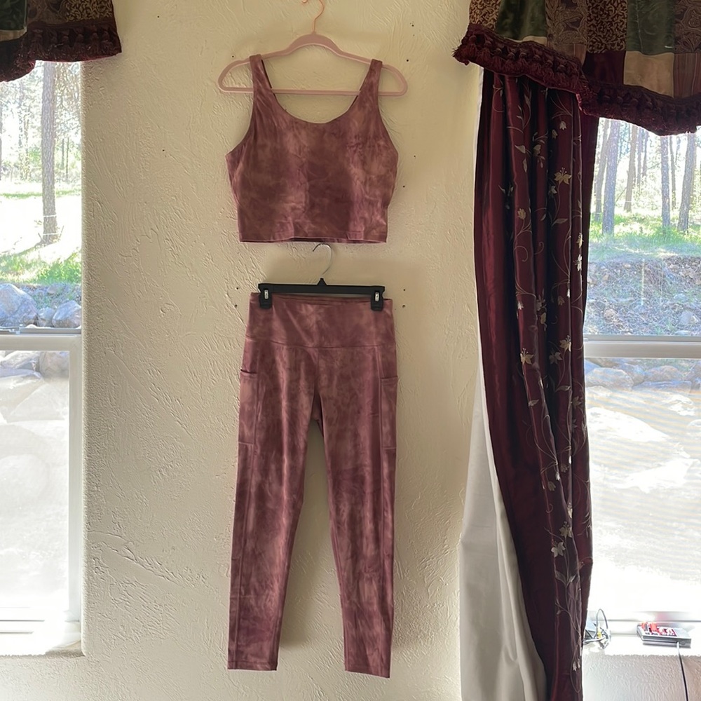 Leggings with matching sports bra.